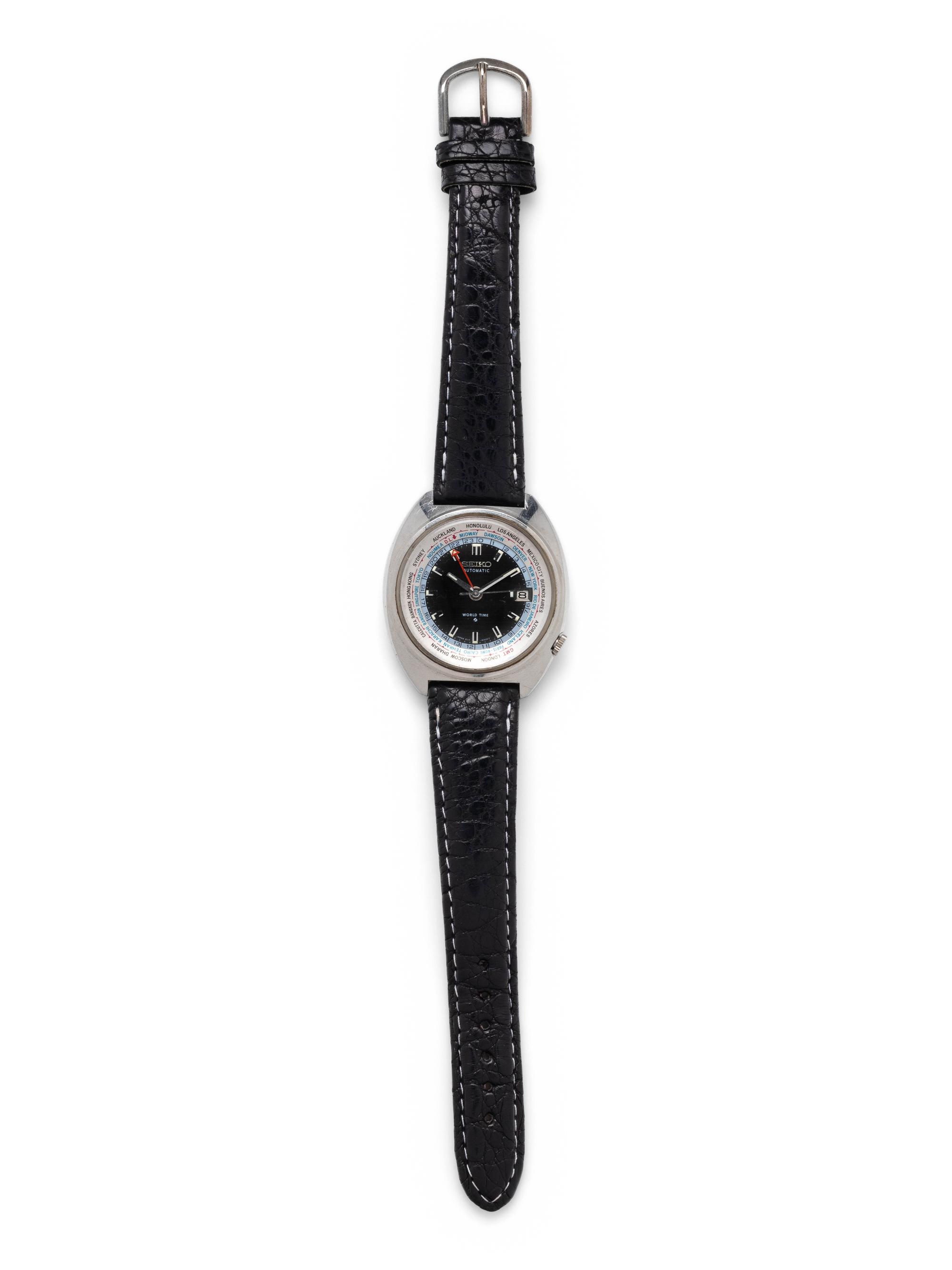 SEIKO, REF. 6117-6400 STAINLESS STEEL 'WORLD TIME' GMT WRISTWATCH