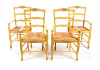A Set of Four Provincial Style Painted Dining Chairs Height 38 3/8 inches. — 20TH CENTURY