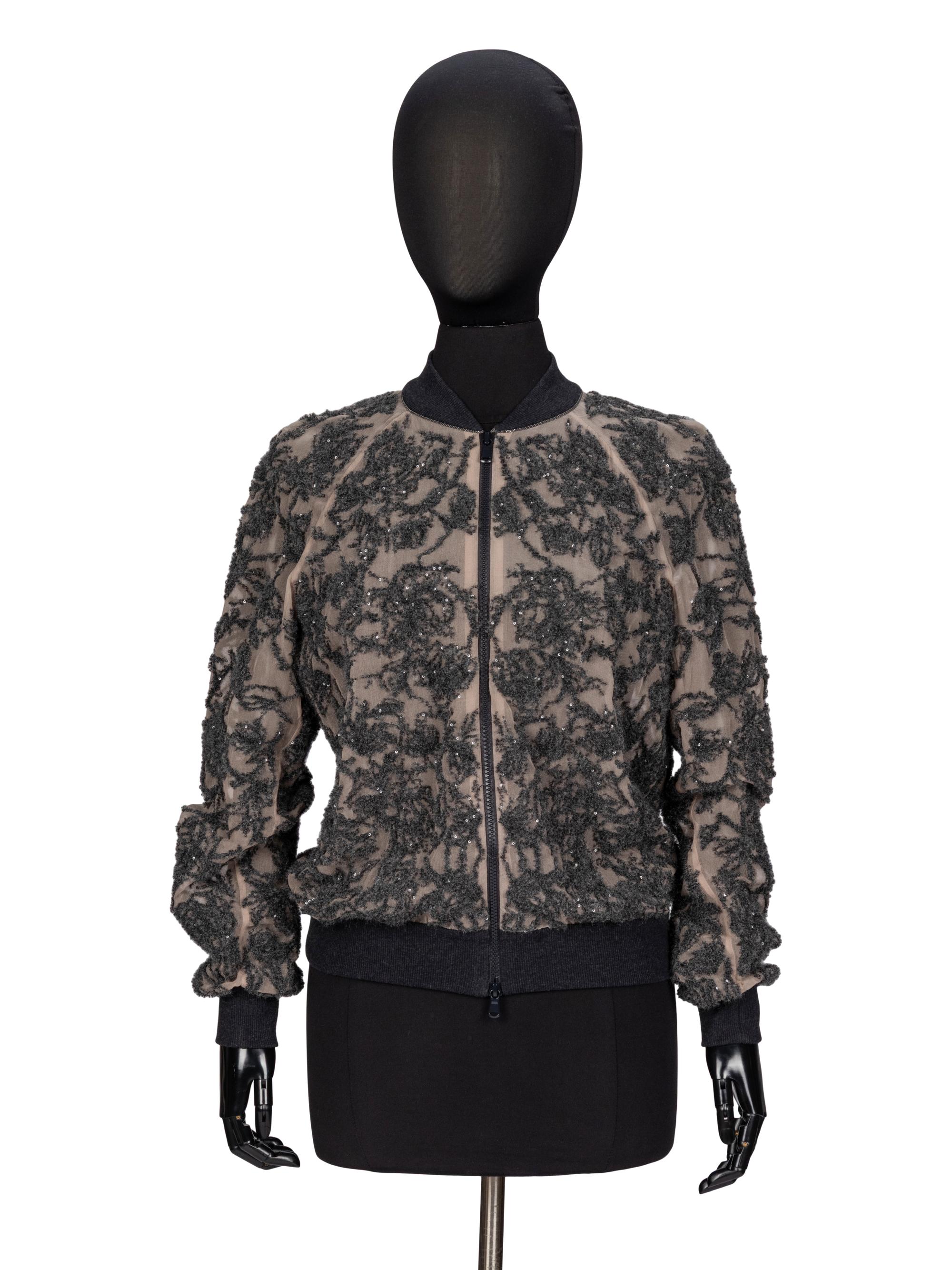 Brunello Cucinelli, Embellished Chiffon Bomber Jacket