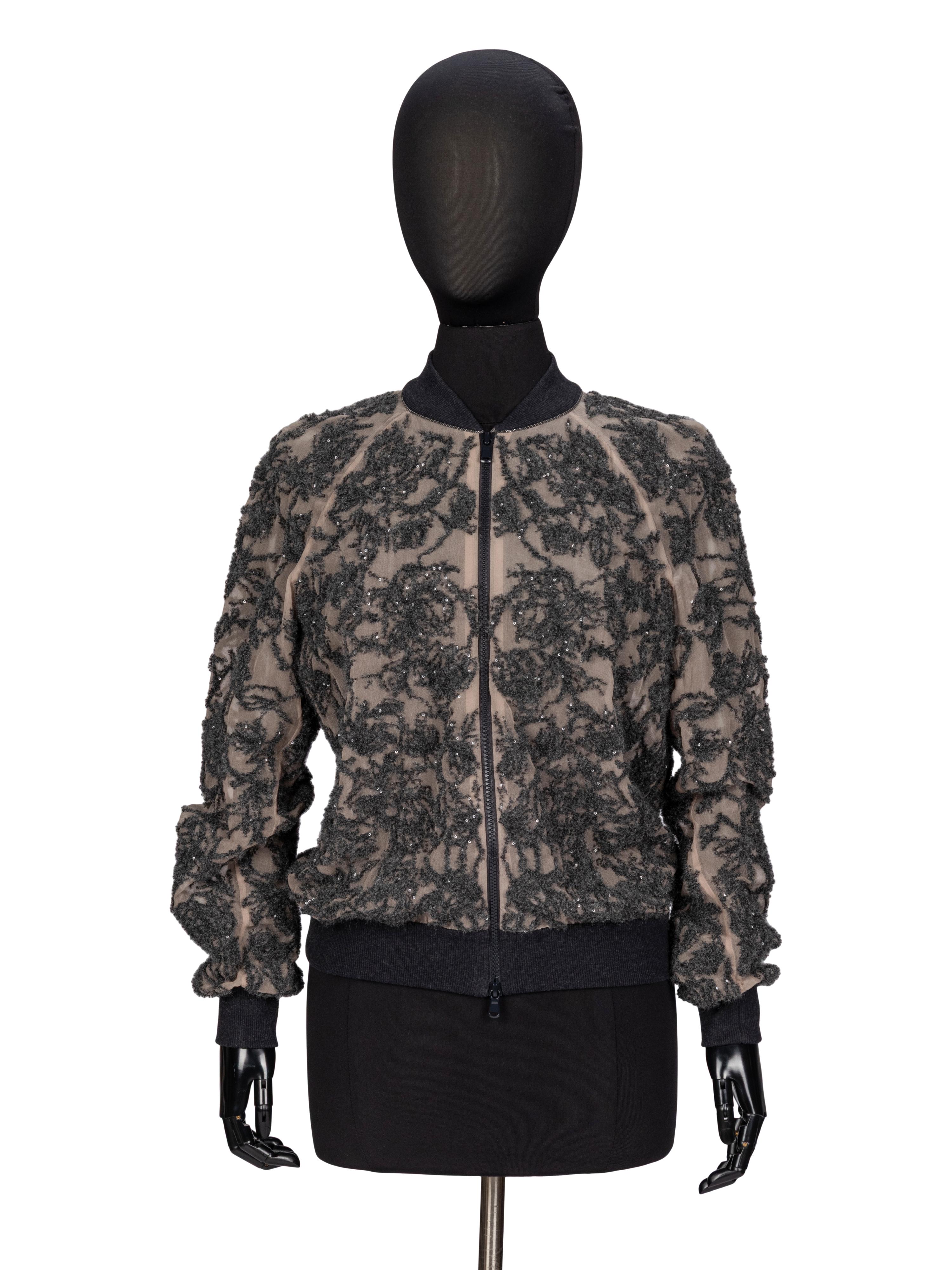 Brunello Cucinelli, Embellished Chiffon Bomber Jacket