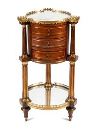 A Louis XVI Brass Inlaid Mahogany Mirror-Top Table en Chiffonier
