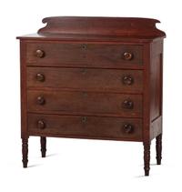 A Late Federal Red-Stained Maple and Walnut Veneered Chest of Drawers