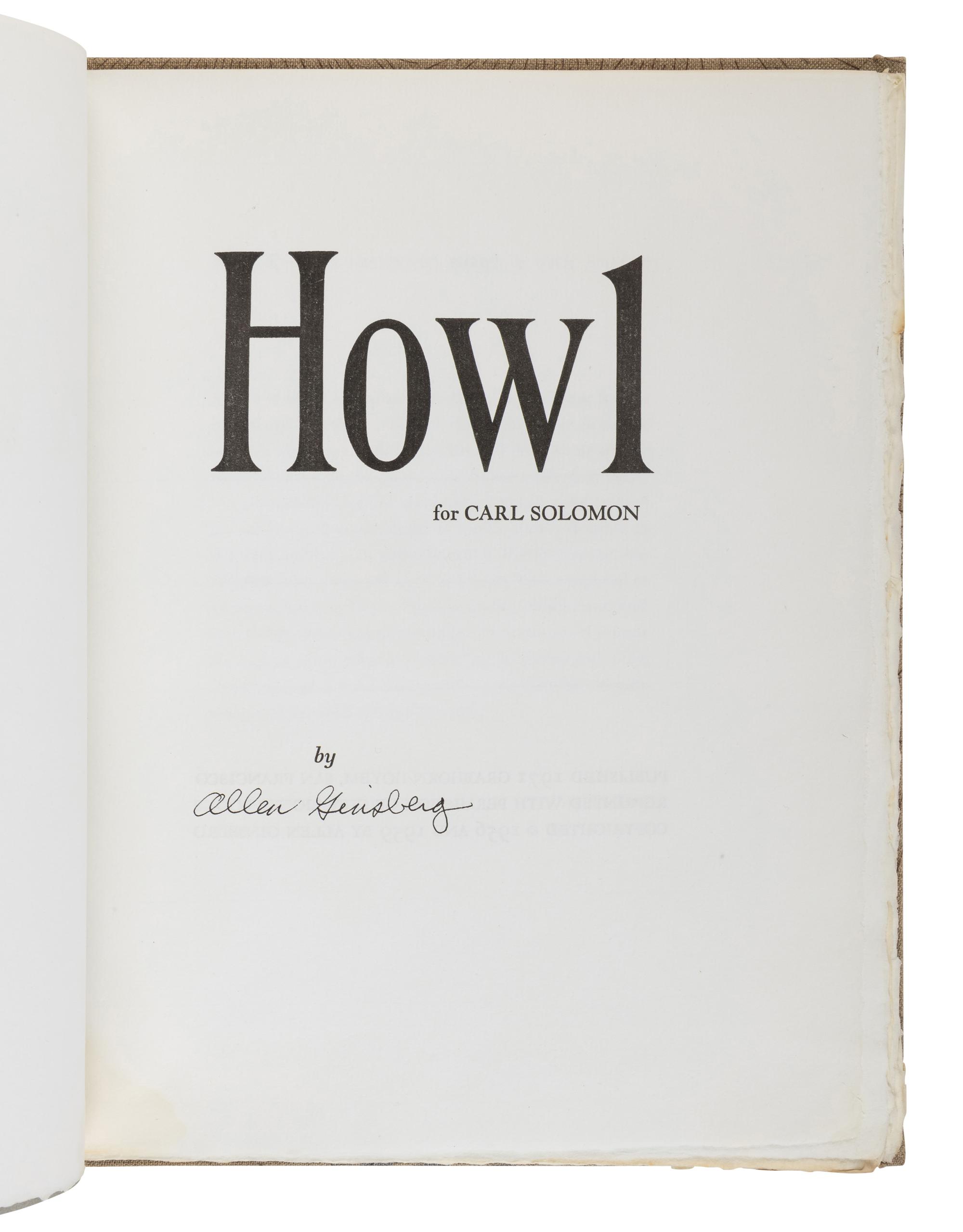 [GRABHORN-HOYEM]. GINSBERG, Allen (1926-1997). Howl for Carl Solomon . San Francisco: Grabhorn-Hoyem, 1971.