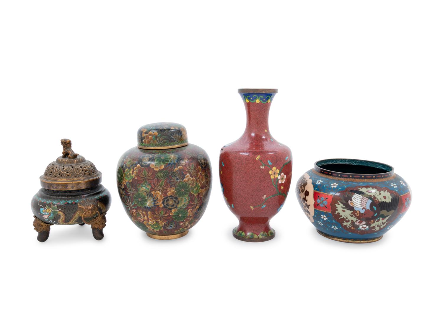 Four Chinese Cloisonné Enameled Articles