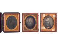 [EARLY PHOTOGRAPHY]. A collection of pairs and trios of cased images featuring the same male and female subjects, including many likely copy images, including: