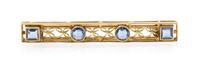 A Yellow Gold and Sapphire Bar Brooch, 2.70 dwts.
