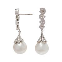 DIAMOND AND CULTURED BAROQUE PEARL EARRINGS