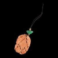 A Chinese Carved Coral 'Bogu' Pendant, Qing Dynasty — 清 博古圖珊瑚佩