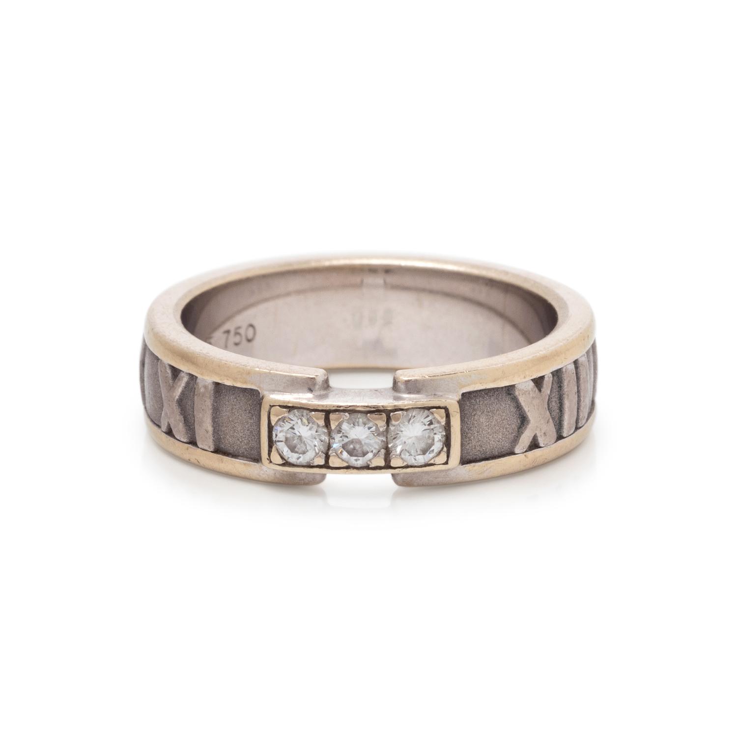TIFFANY & CO., WHITE GOLD AND DIAMOND 'ATLAS' RING