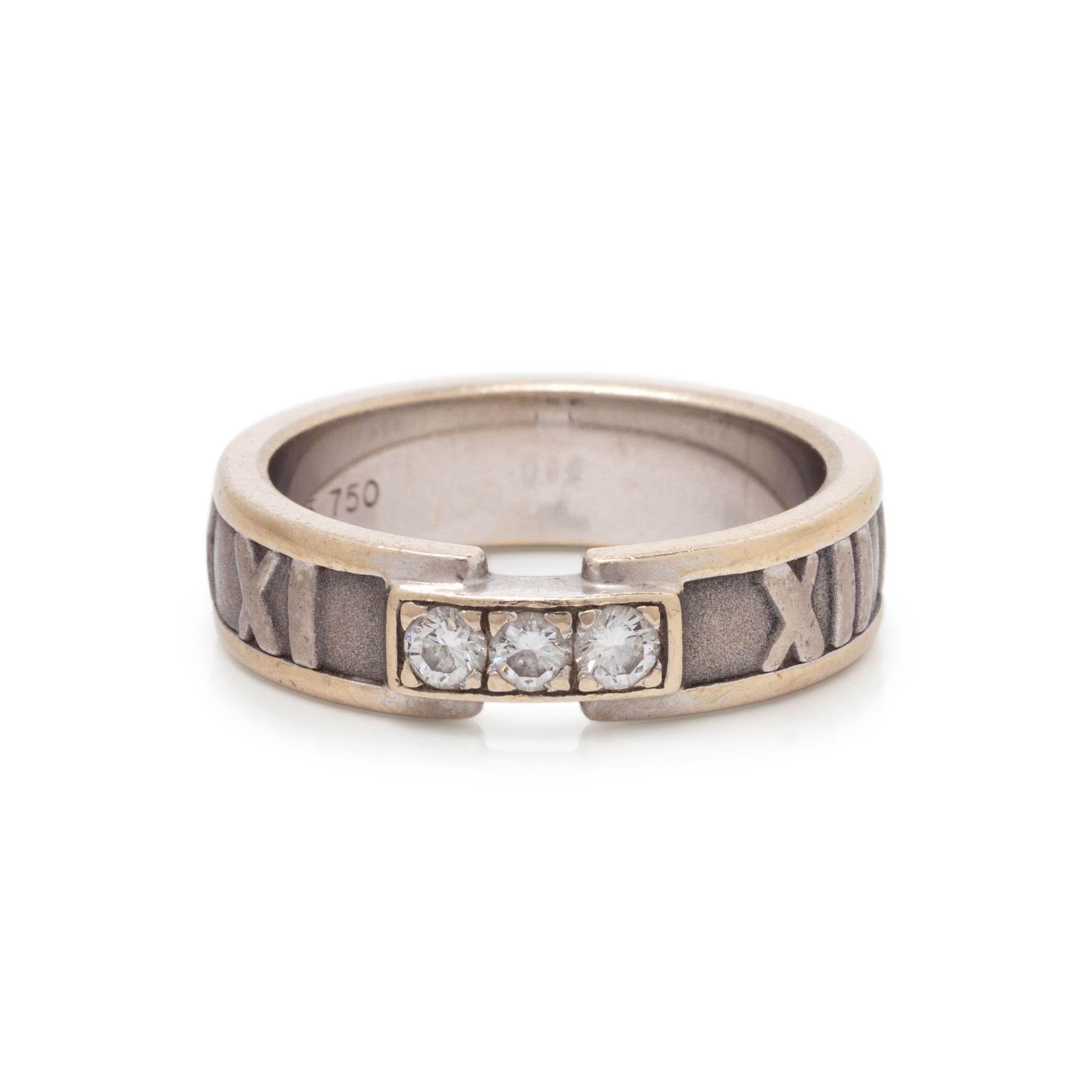 TIFFANY & CO., WHITE GOLD AND DIAMOND 'ATLAS' RING