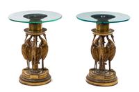 A Pair of Continental Gilt Bronze Pedestals, Height 21 x diameter 18 inches.