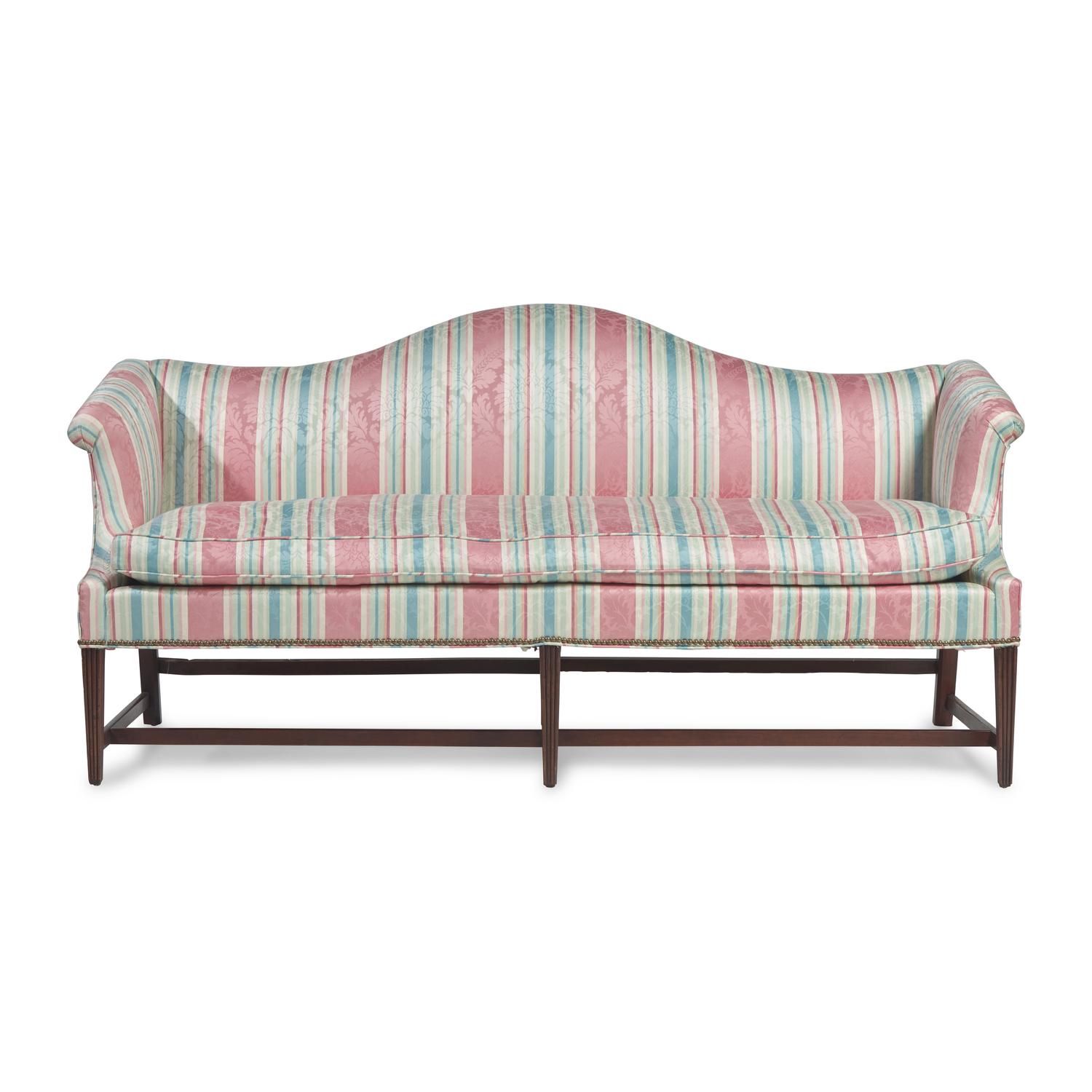 A Federal Mahogany Camel-Back Sofa