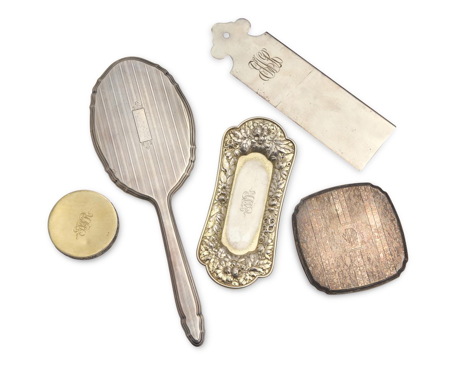An Assembled Dressing Set for Emily Warren Roebling (1843-1903) and Mary Gindhart Roebling (1905-1994), Gorham Mfg. Co., Providence, RI, and Other Makers, Circa 1880s and 1930s