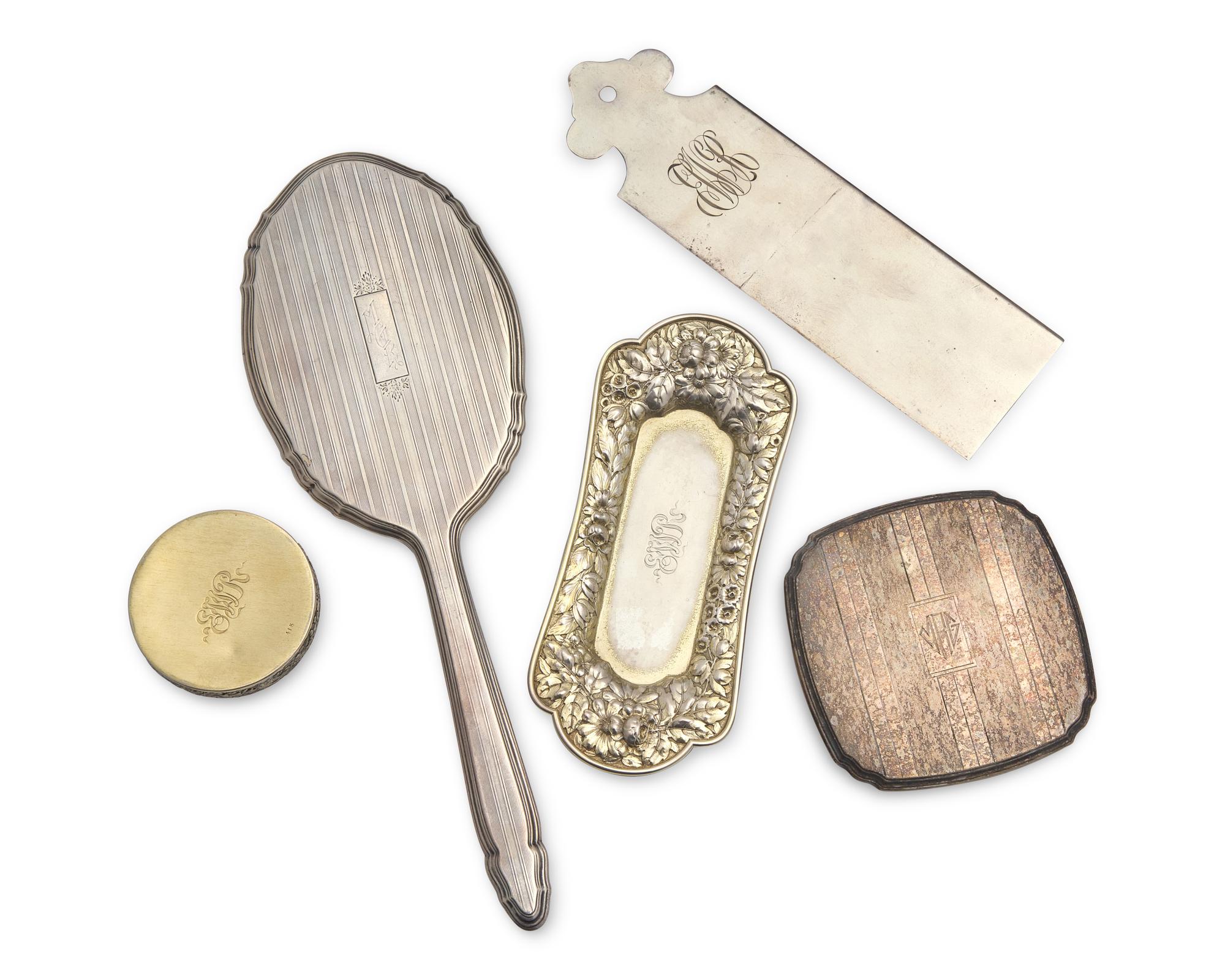An Assembled Dressing Set for Emily Warren Roebling (1843-1903) and Mary Gindhart Roebling (1905-1994), Gorham Mfg. Co., Providence, RI, and Other Makers, Circa 1880s and 1930s