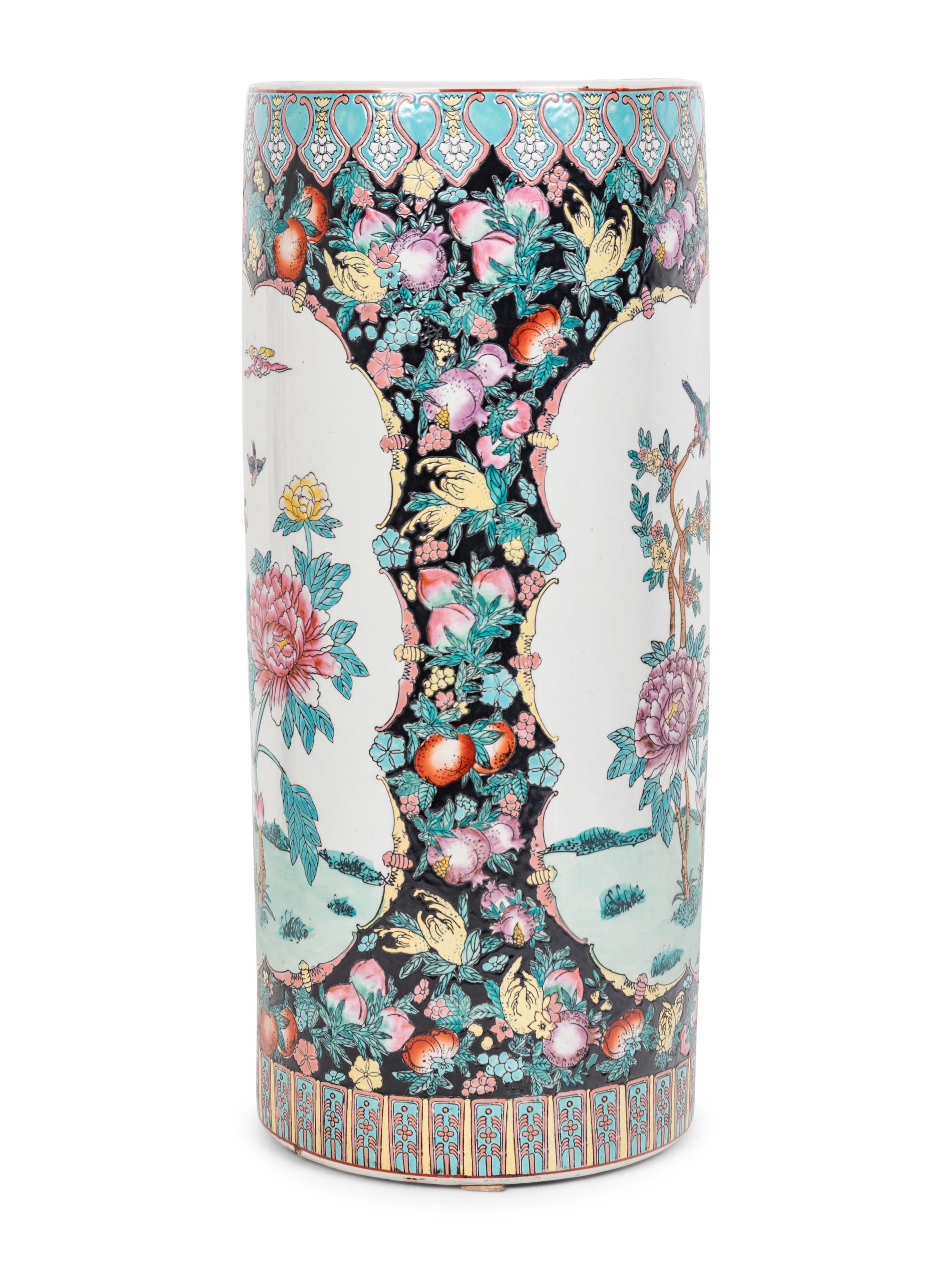A Chinese Enameled Porcelain Umbrella Stand
