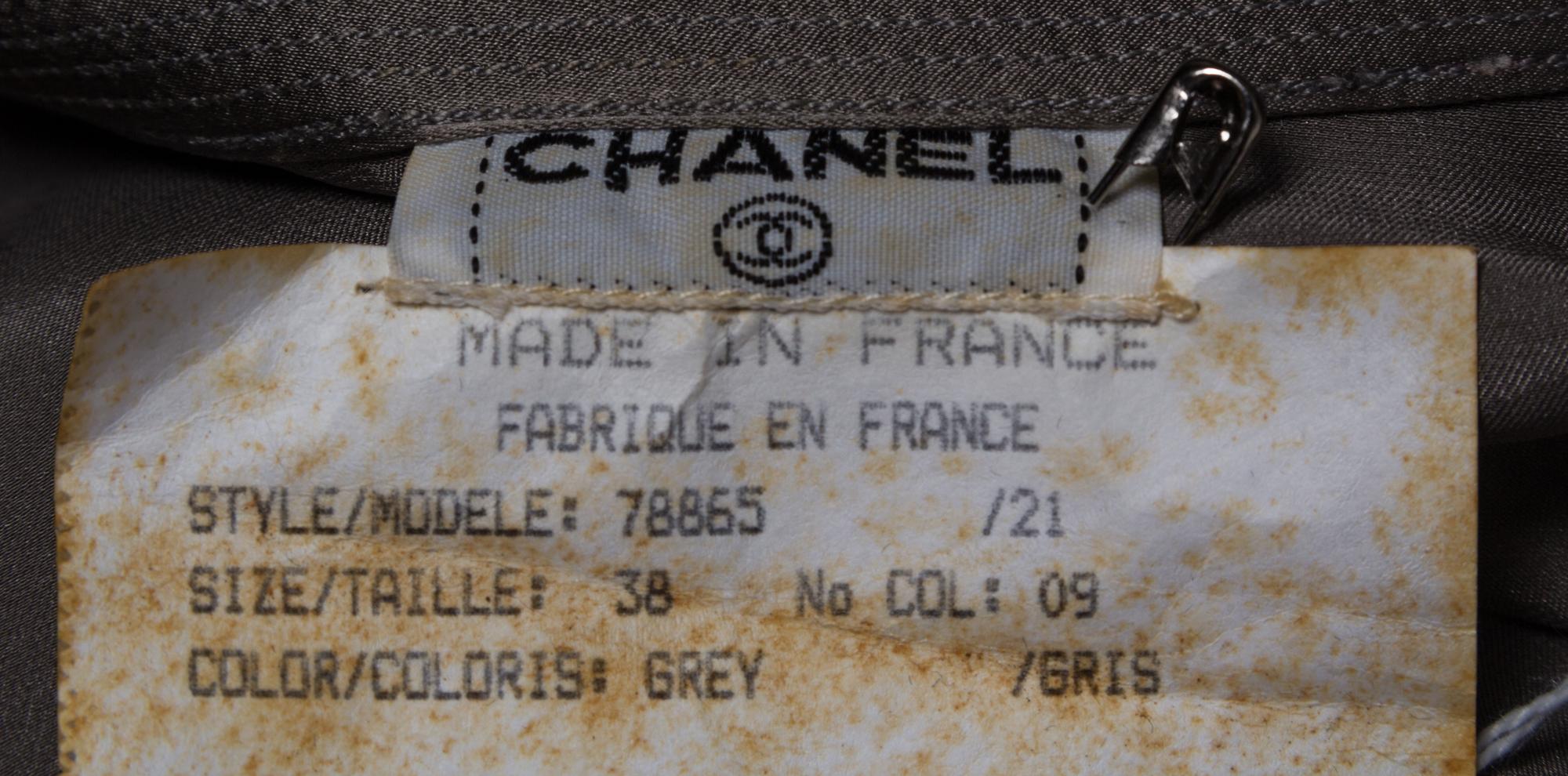 A Chanel Grey Wool Pleated Pant Ensemble, Pant size 36, blouse size 38.