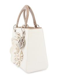 Christian Dior White Canvas Small Lady Dior Bag 2013