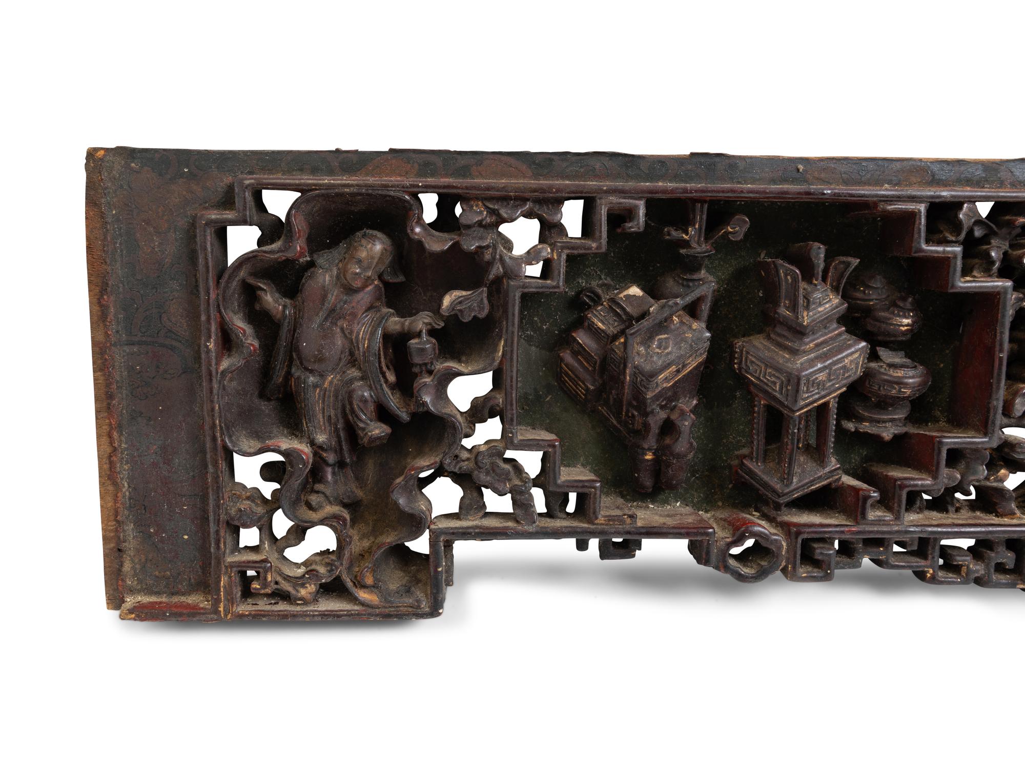 Ten Chinese Carved Wood Panels