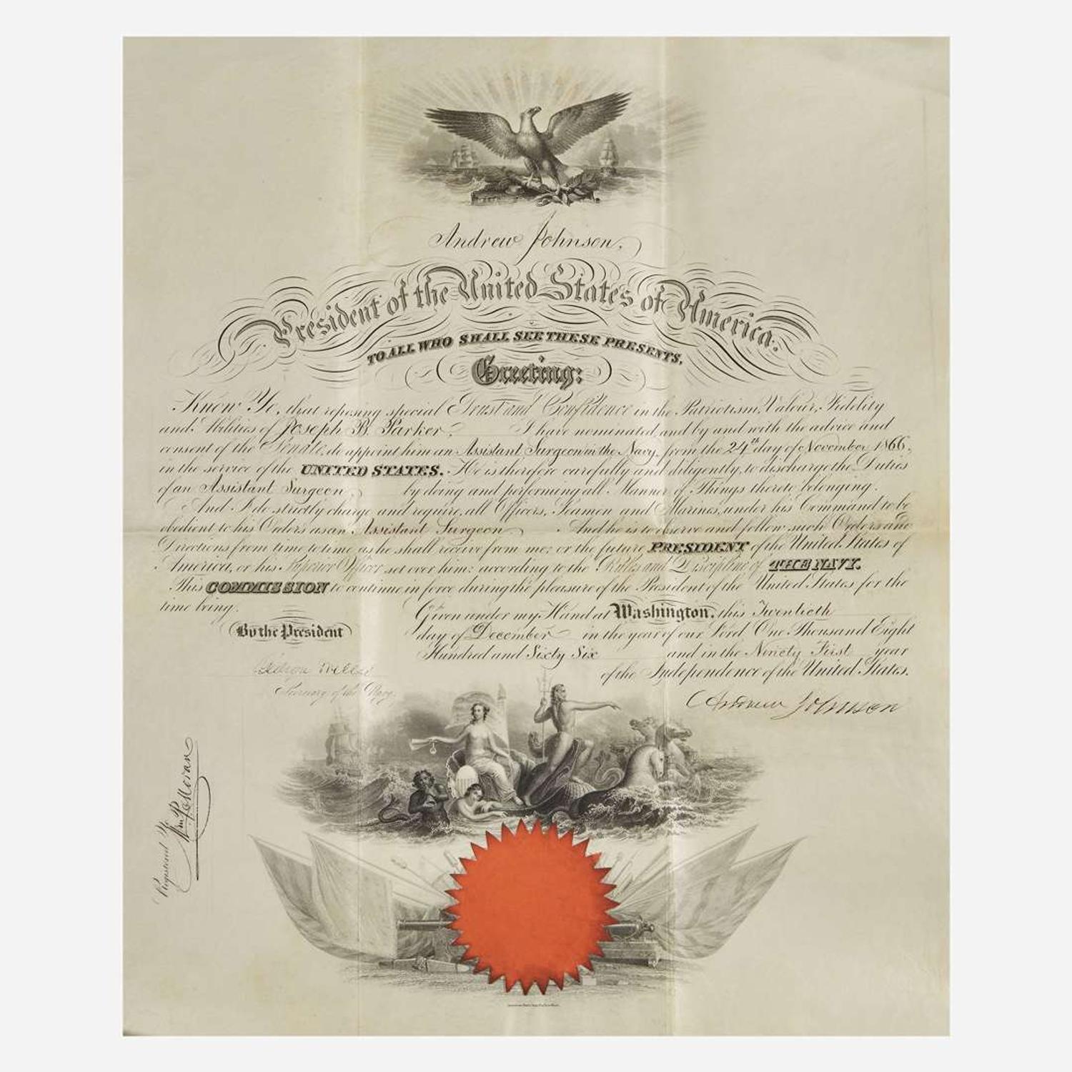 [Presidential] Johnson, Andrew Signed Military Commission