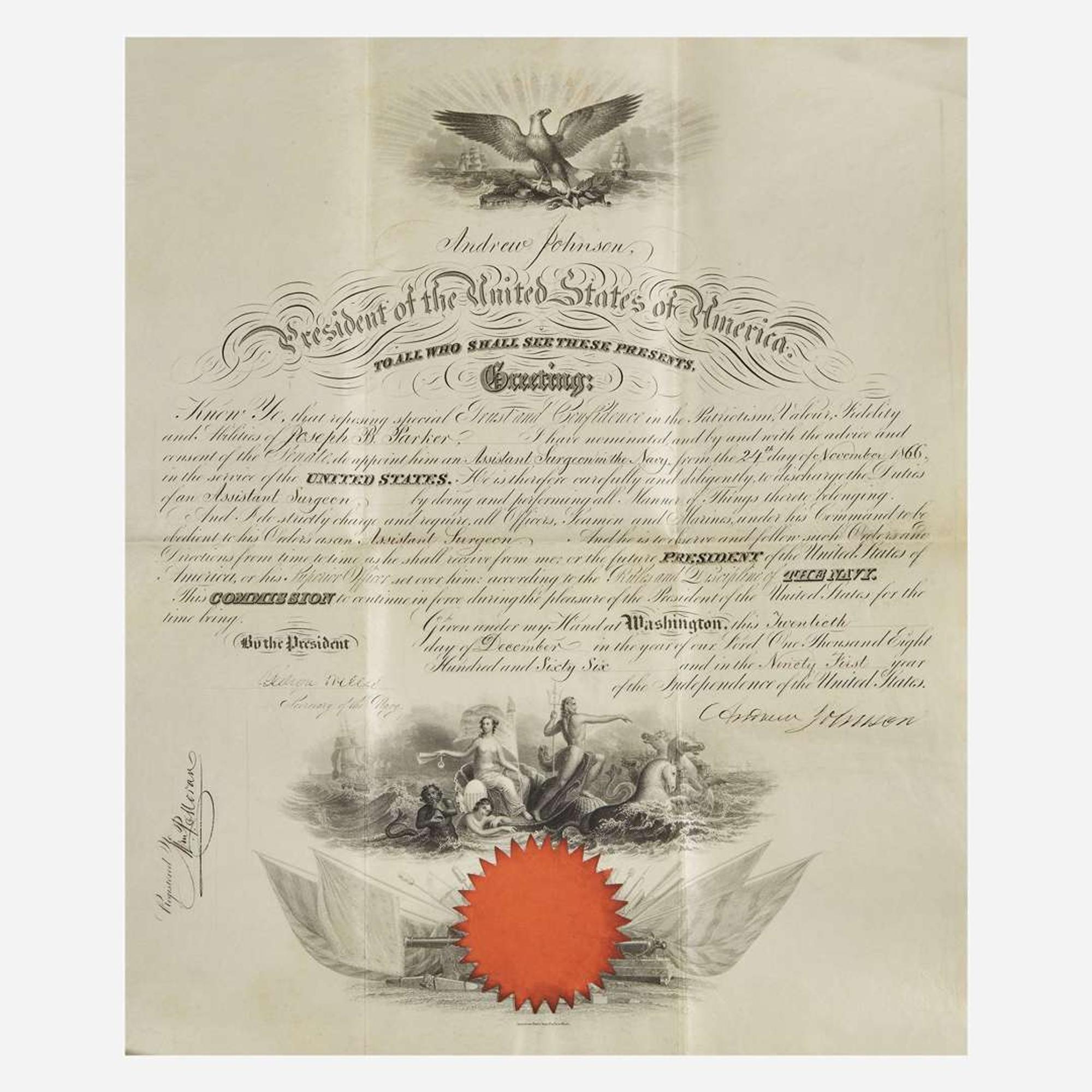 [Presidential] Johnson, Andrew Signed Military Commission