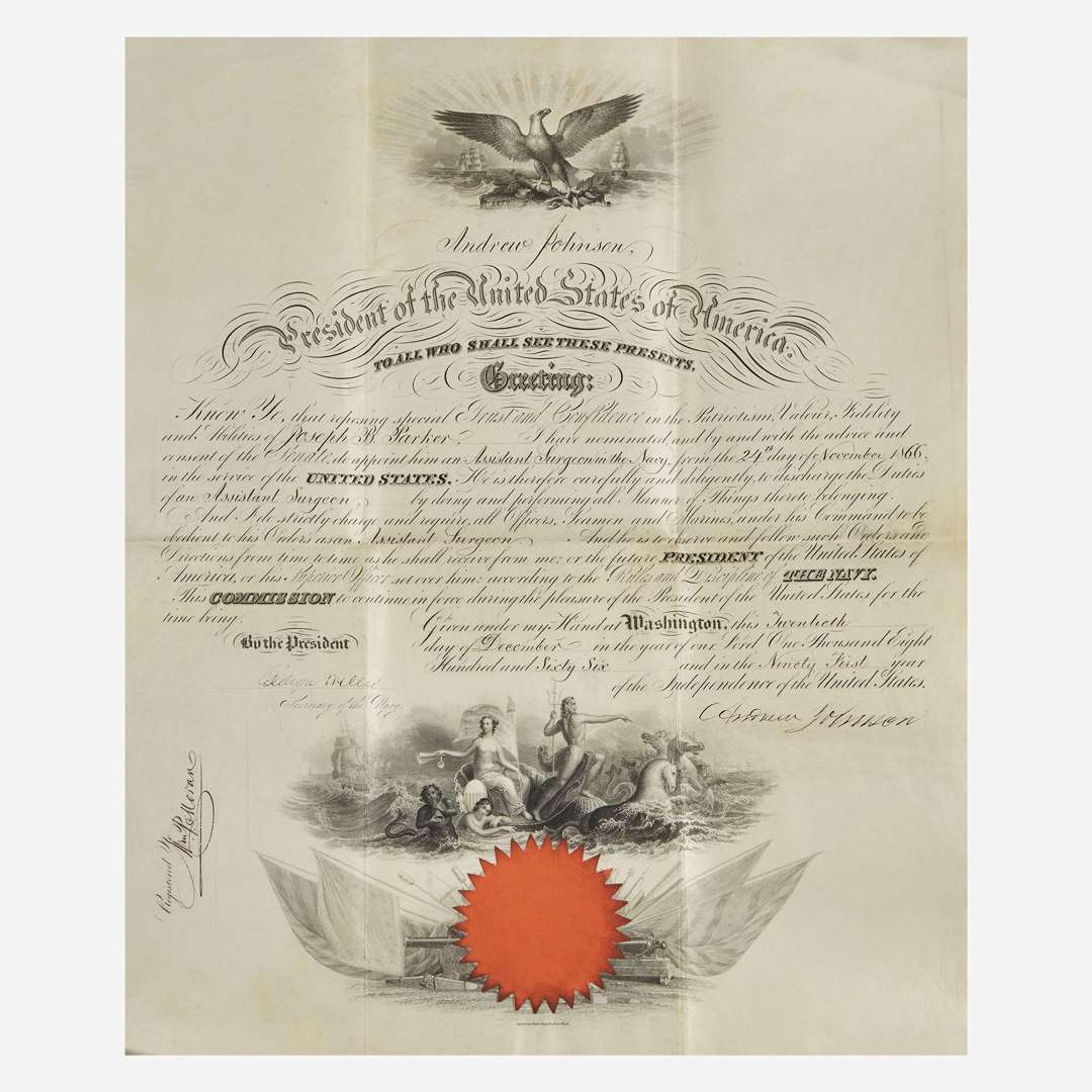 [Presidential] Johnson, Andrew Signed Military Commission