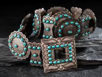 Navajo Turquoise Cluster Concha Belt