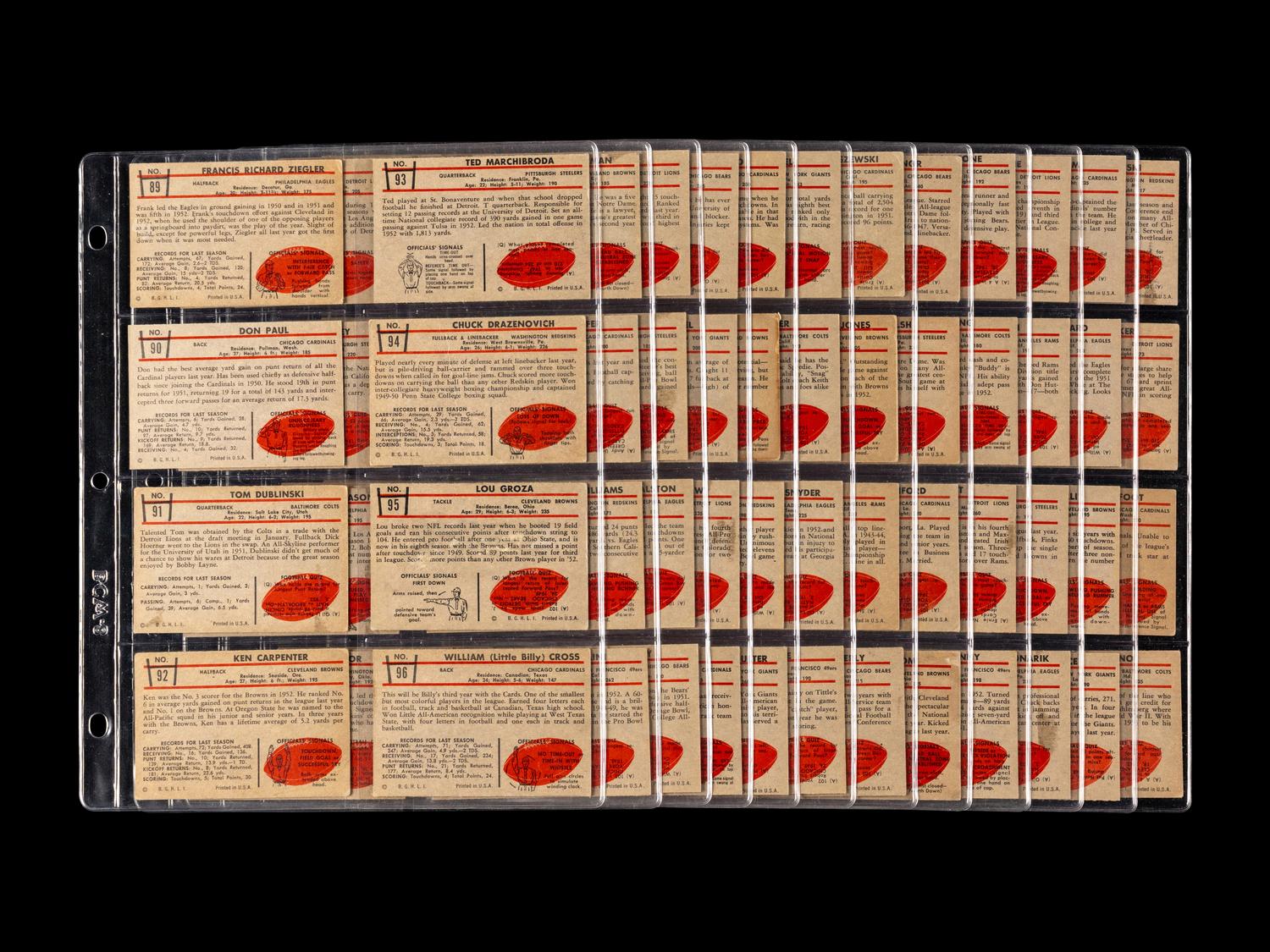 A Complete Set of 1953 Bowman Football Cards (96/96)