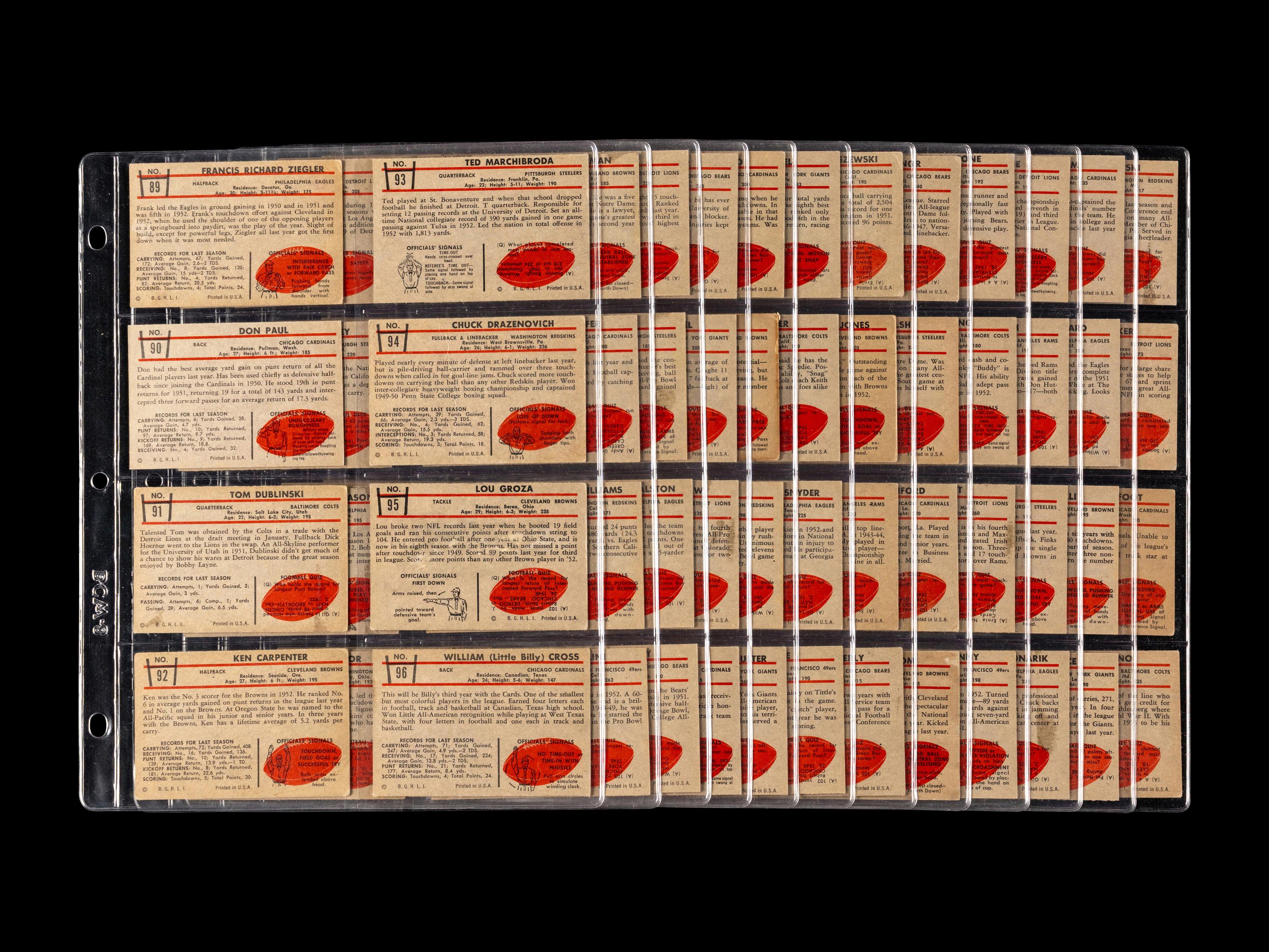 A Complete Set of 1953 Bowman Football Cards (96/96)