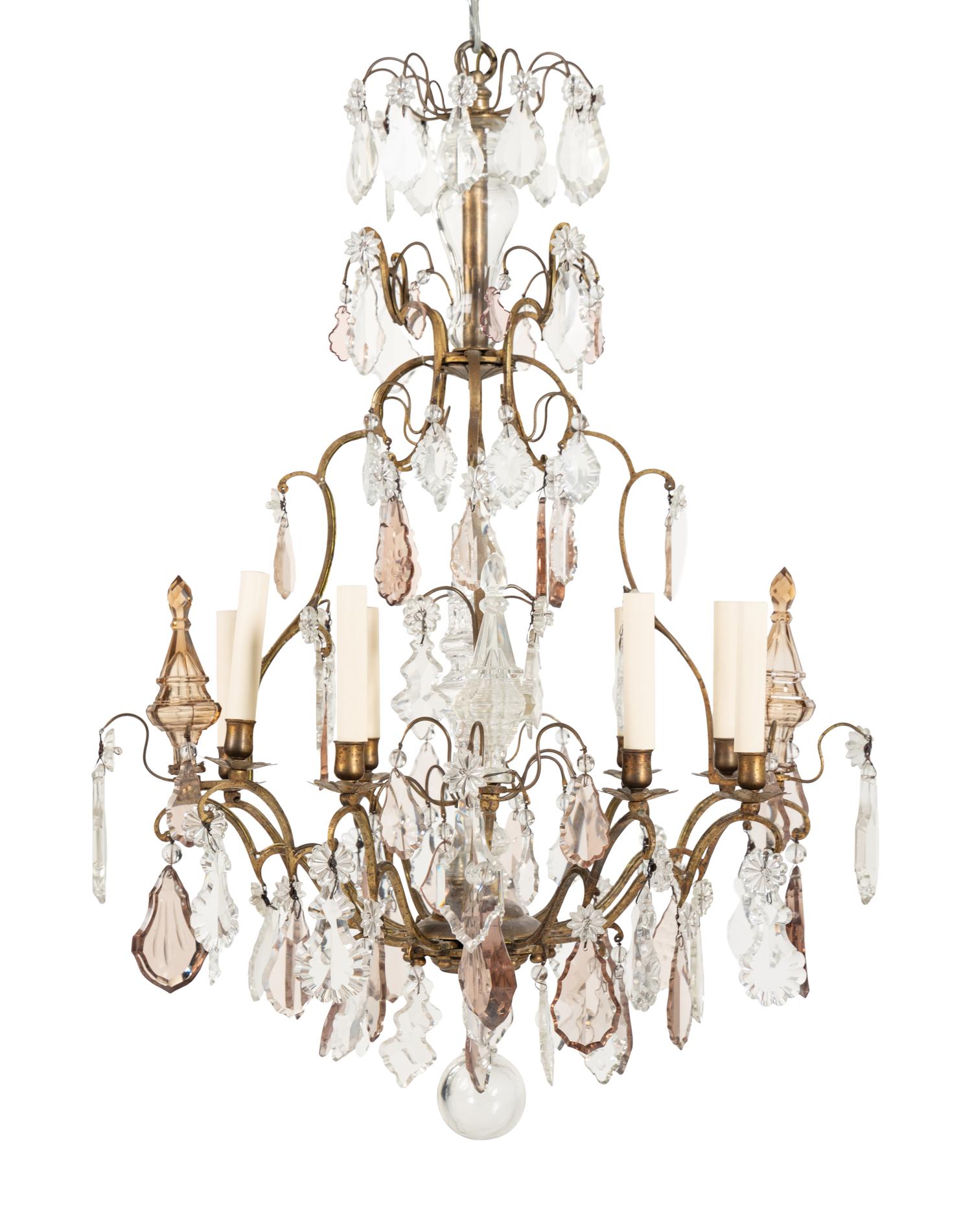 A French Gilt Metal and Cut Glass Eight-Light Chandelier