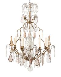 A French Gilt Metal and Cut Glass Eight-Light Chandelier