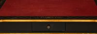 A Regency Style Black Lacquer and Parcel Gilt Card Table with Red Inset Leather Top