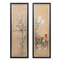 A Pair of Chinese Embroidered Silk Panels