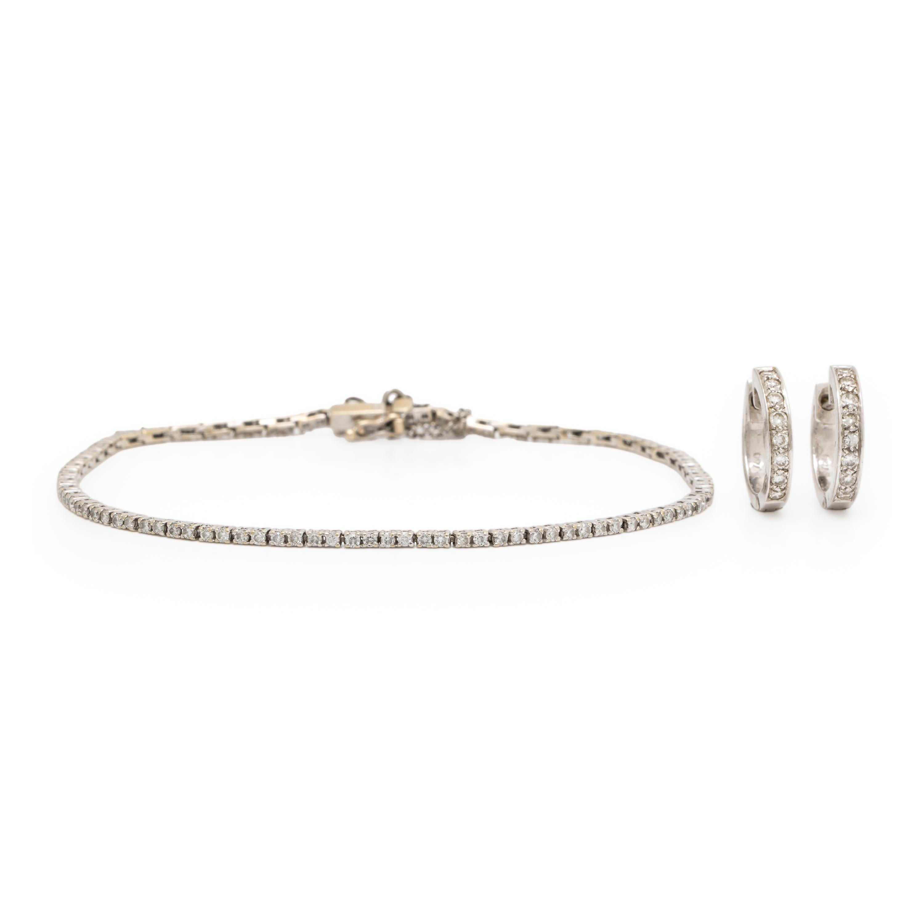 White Gold and Diamond Bracelet and Earrings