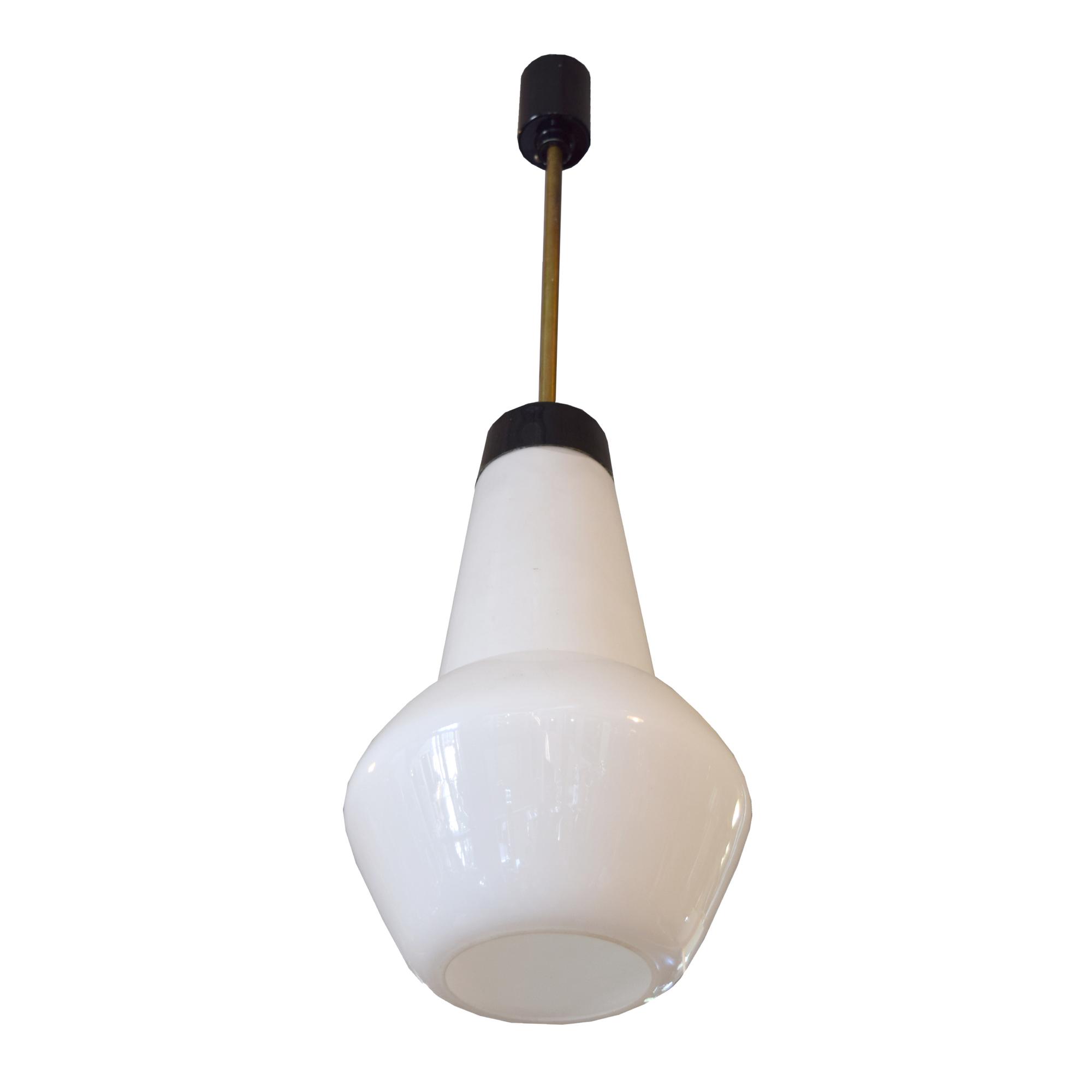 A Mid-Century Brass Pendant Light 9" W x 9" D x 32" H — Italy, Mid-20th Century