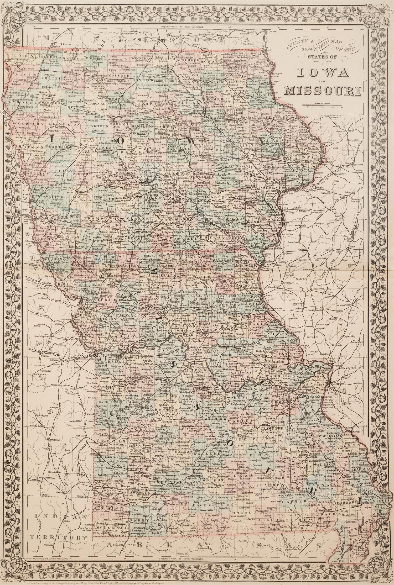 Five Framed Maps Pertaining to Illinois and the Surrounding States