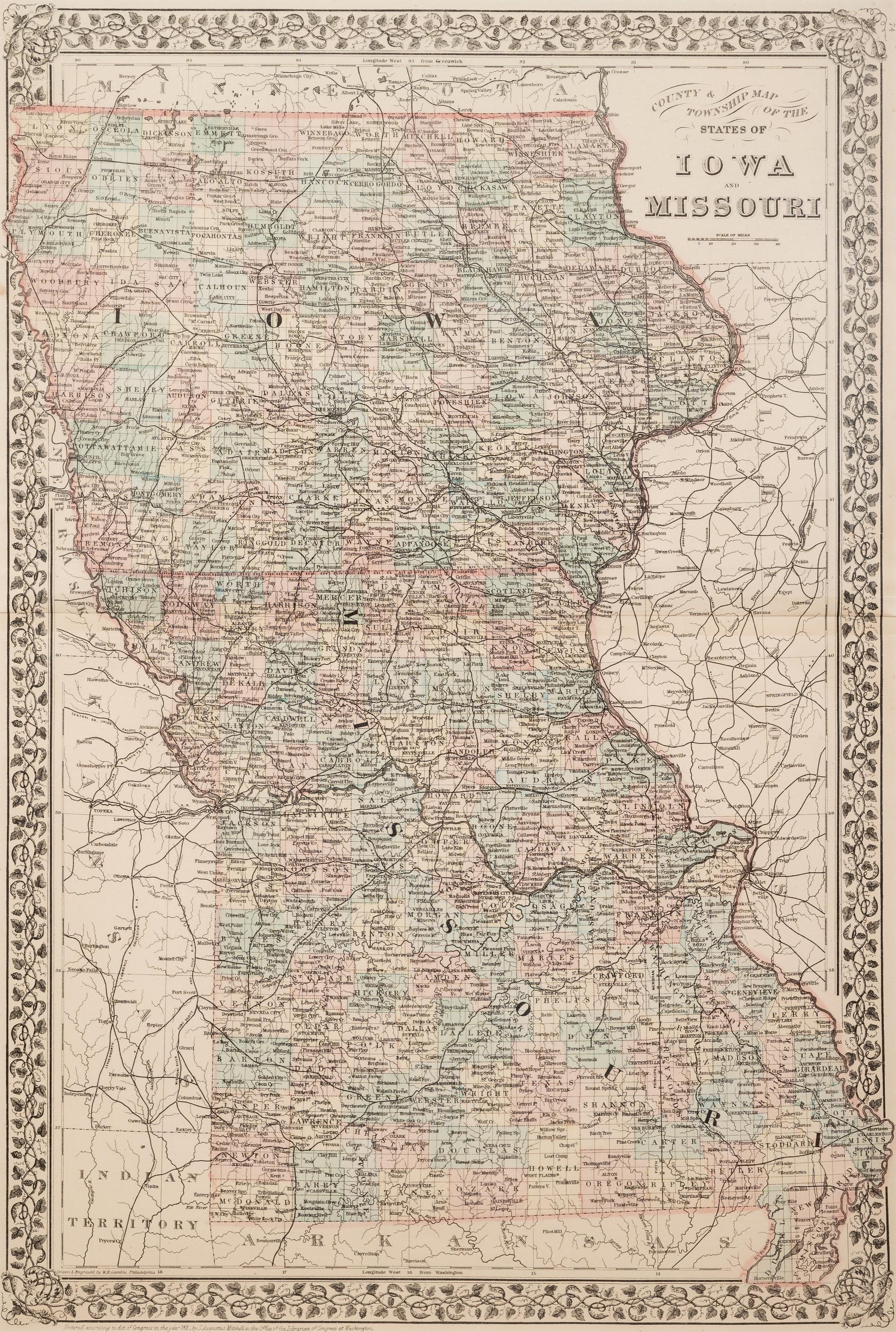 Five Framed Maps Pertaining to Illinois and the Surrounding States