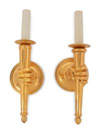 A Pair of Gilt Bronze Sconces in the Style of André Arbus