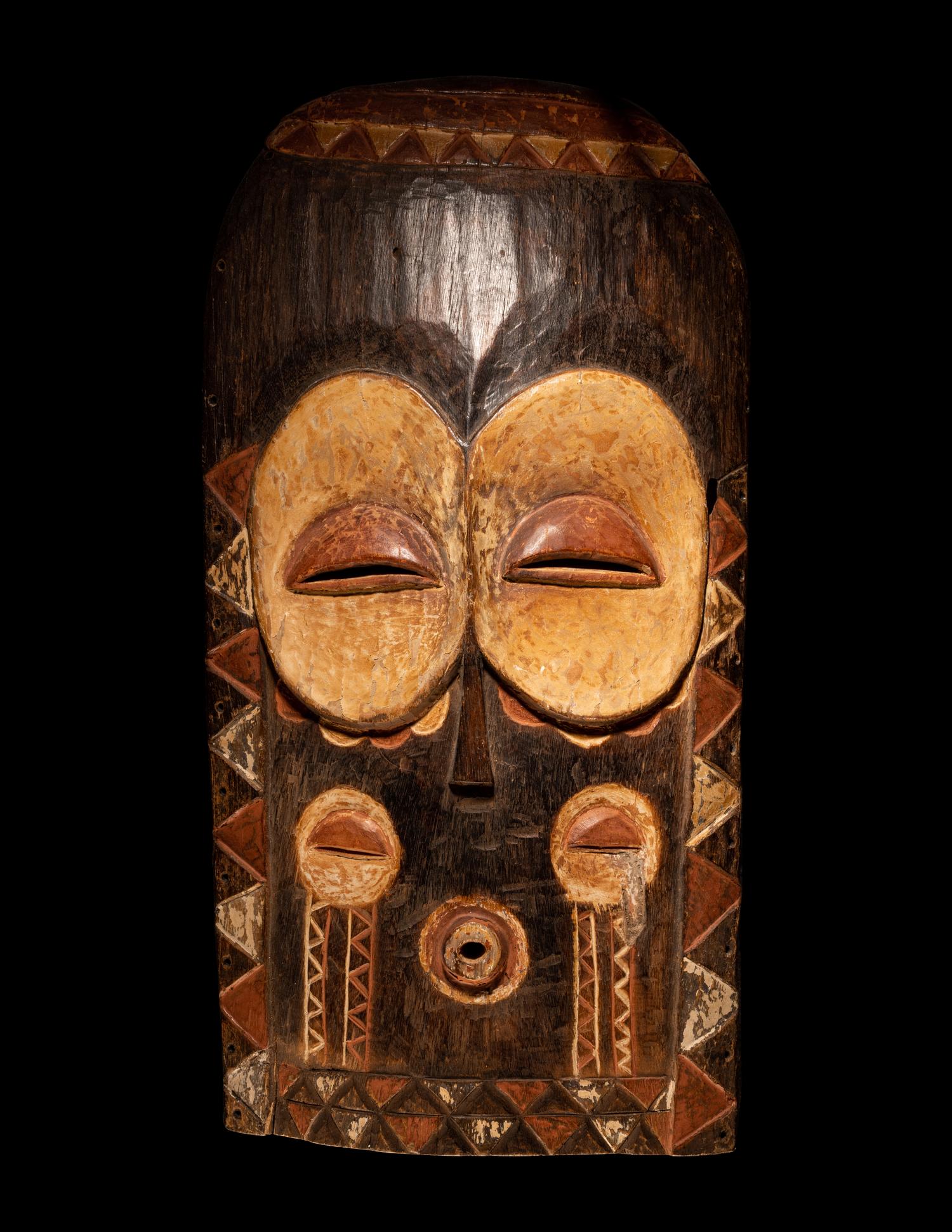 Three African Style Painted Wood Masks