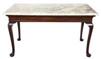 A George I Style Marble Top Mohogany Console Table Height 33 1/2 x width 60 x depth 28 inches. — 19TH CENTURY
