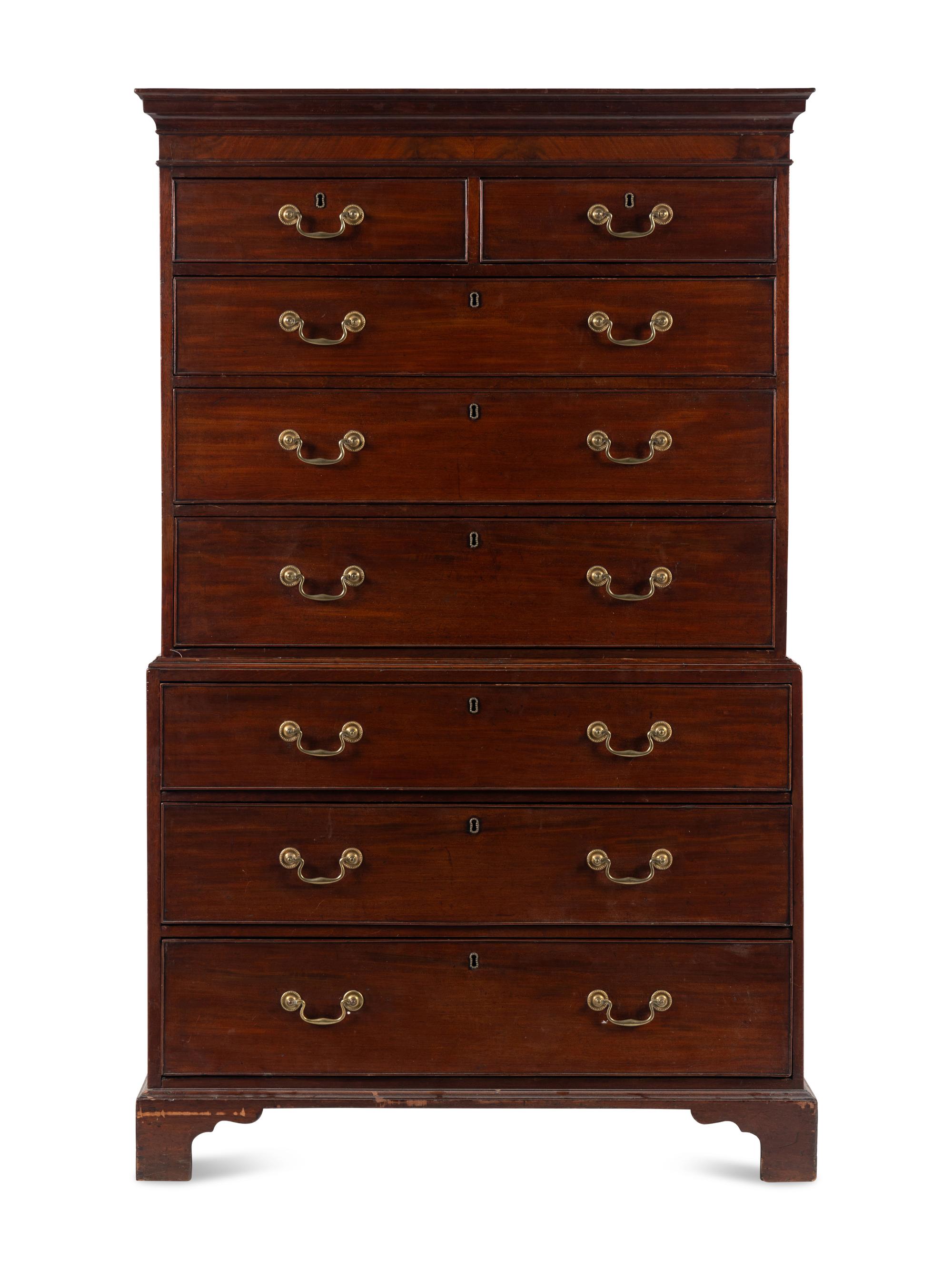 A George III Figured Mahogany Chest on Chest