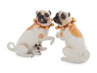 A Pair of German Porcelain Pug Figures
