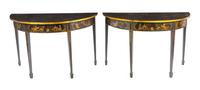 A Pair of Regency Lacquered Console Tables Height 30 1/2 x width 48 x depth 22 1/2 inches. — 19TH CENTURY WITH ALTERATION