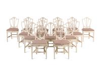 A Set of Thirty Georgian Style Painted Dining Chairs
