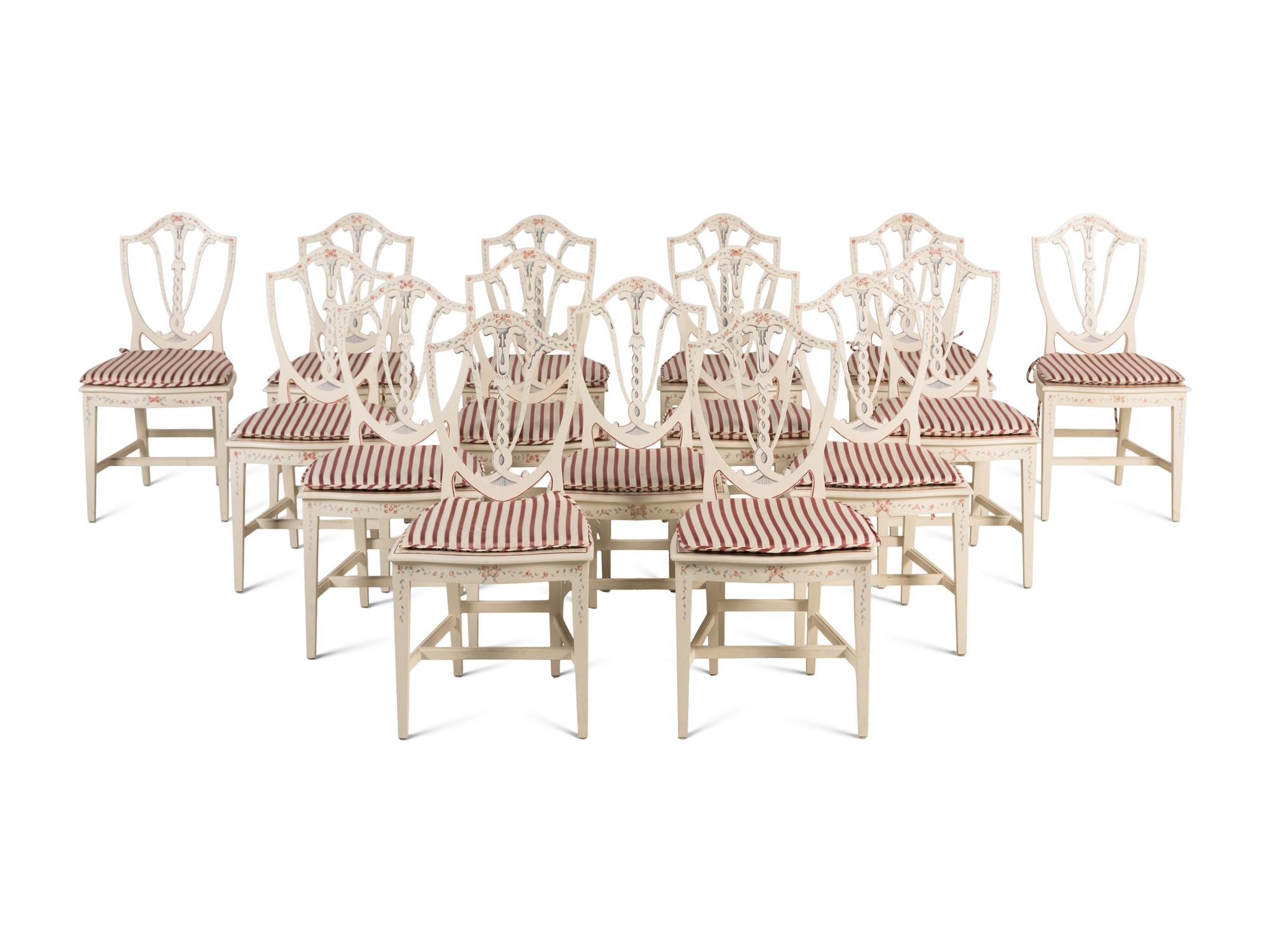 A Set of Thirty Georgian Style Painted Dining Chairs