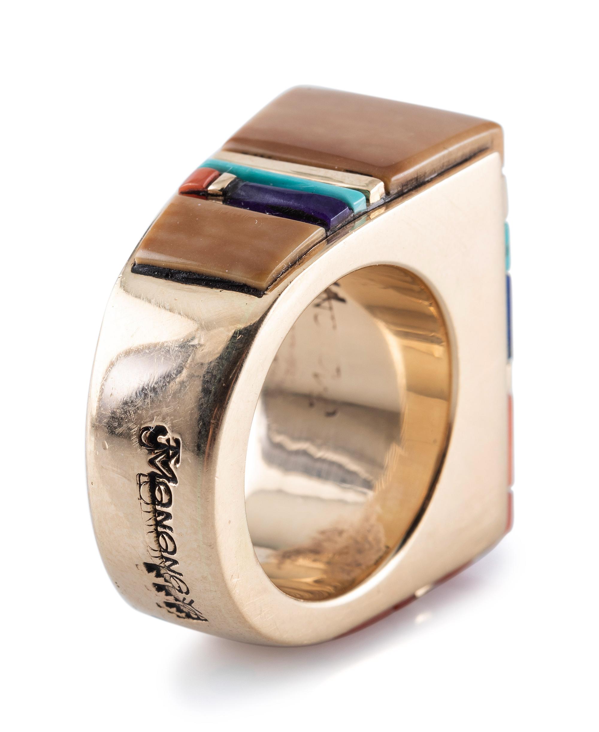 14K Gold and Mosaic Inlay Ring