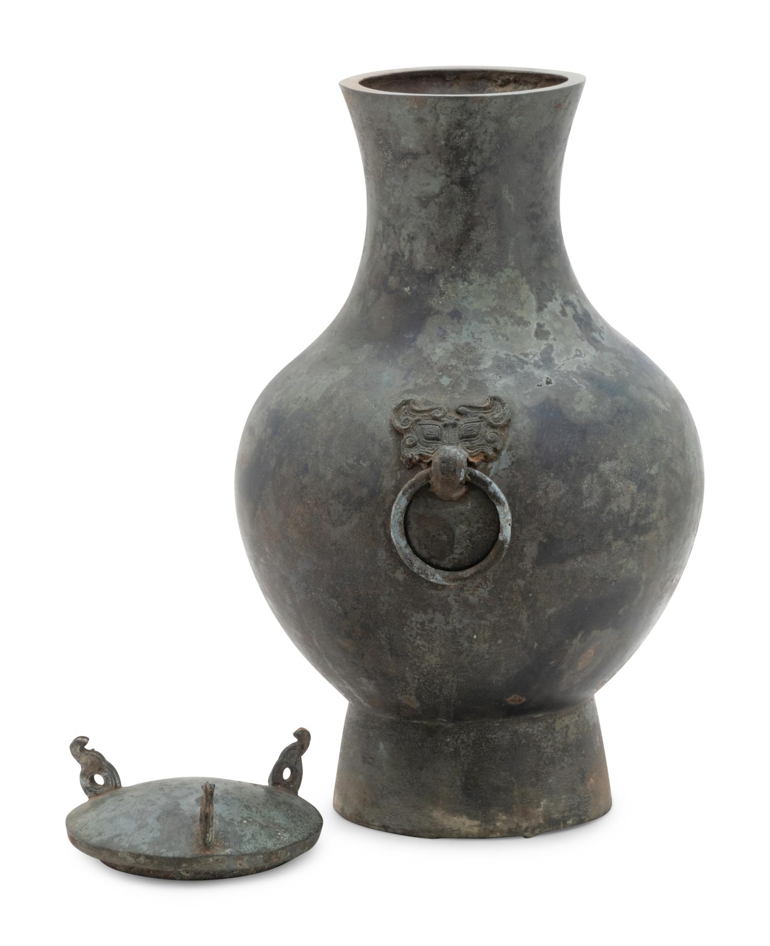 An Archaistic Bronze Hu and Cover