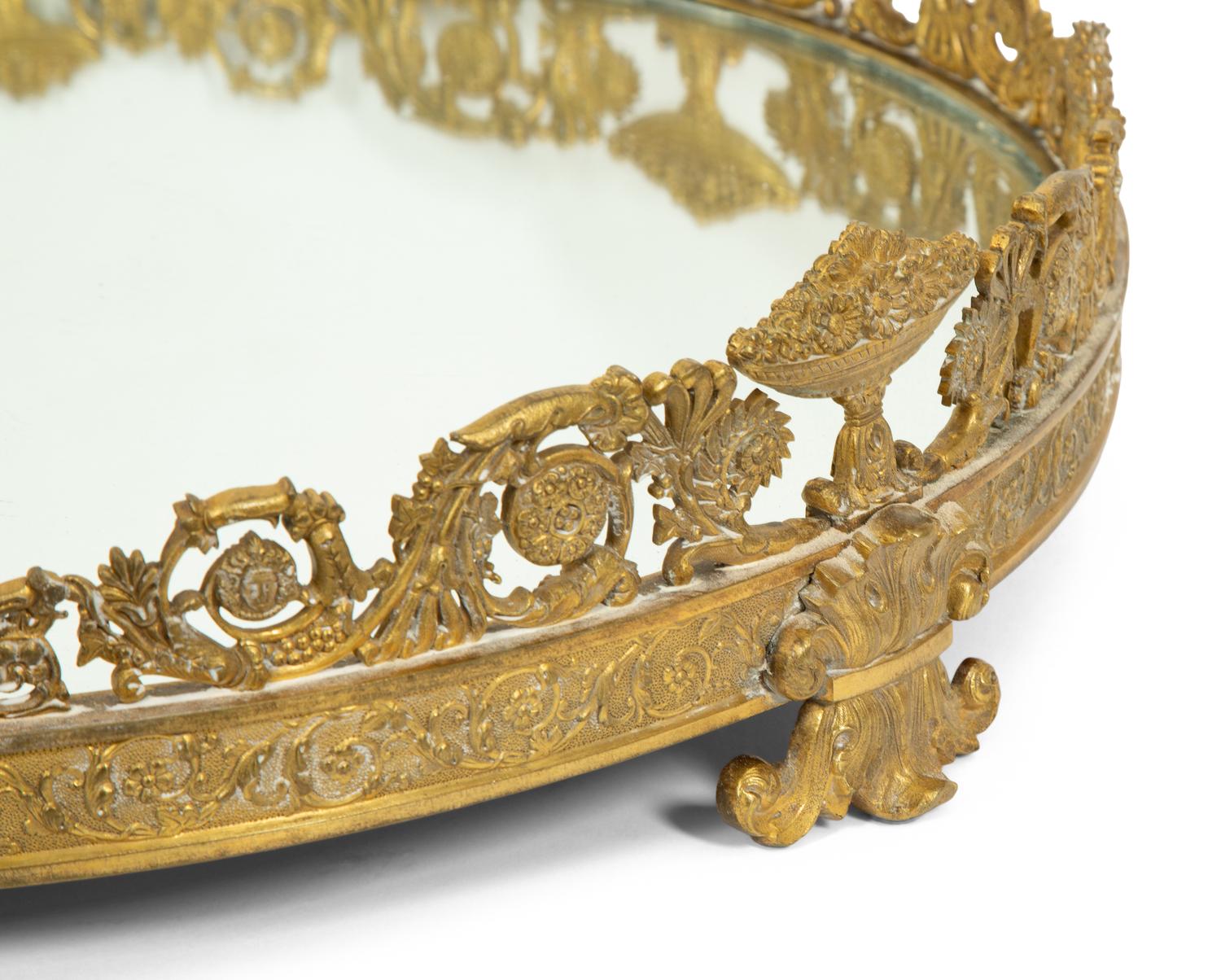 A Louis Philippe Gilt Bronze Mirrored Plateau