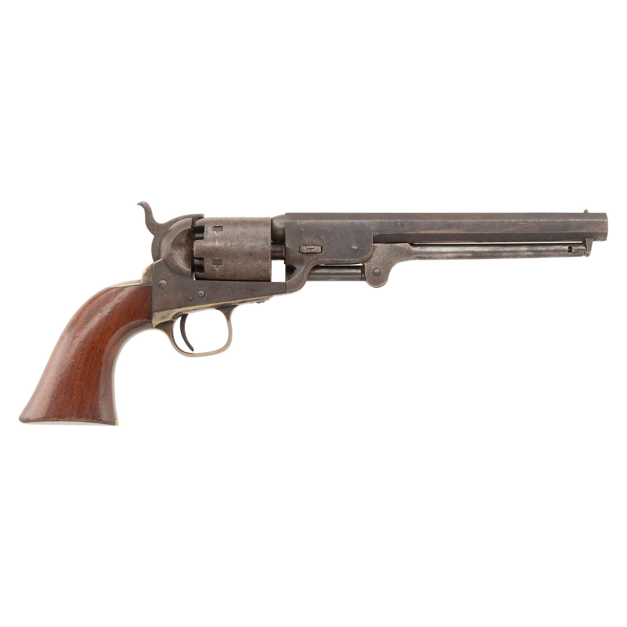 Colt Fourth Model 1851 Navy Revolver in Casing Made from an Old Box