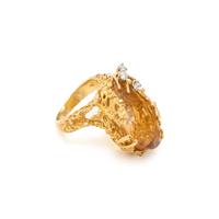 YELLOW GOLD, CITRINE AND DIAMOND RING