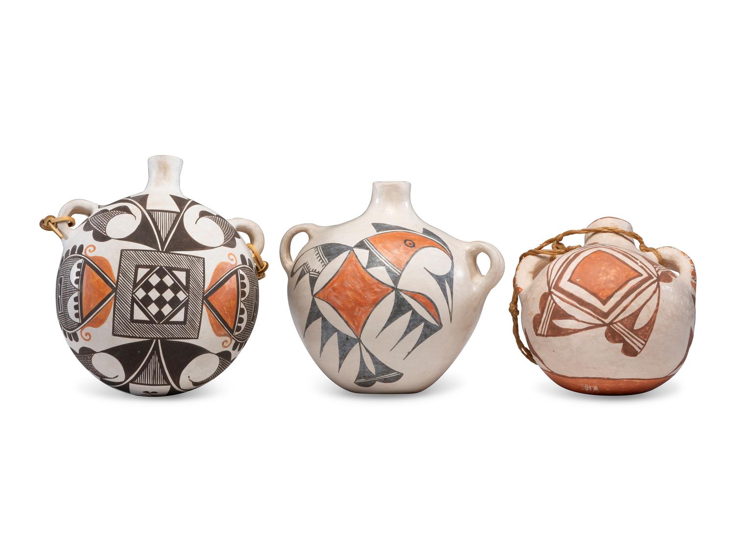 Acoma Polychrome Pottery Canteens